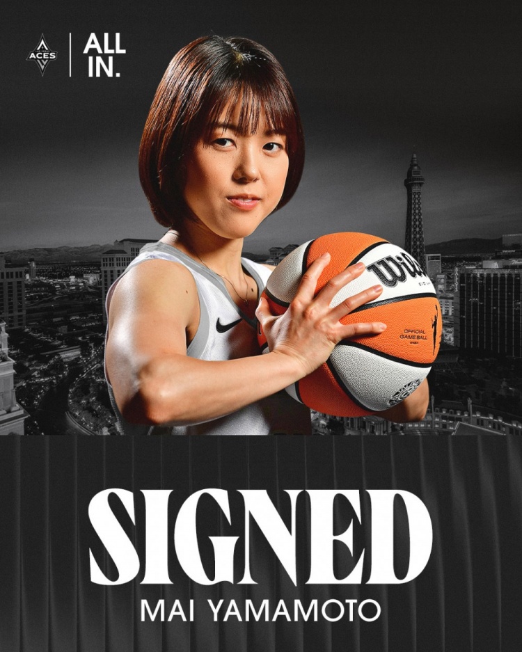 WNBA首分！拉斯维加斯王牌日本后卫山本麻衣替补2分钟 三分2中1